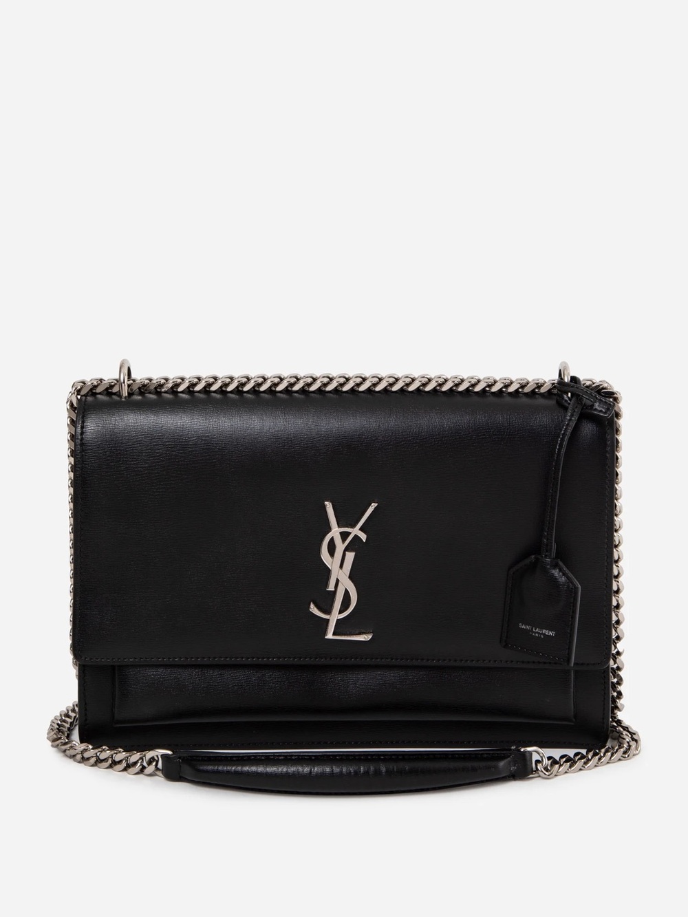 Saint Laurent Black Smooth Leather Large Sunset Shoulder Bag